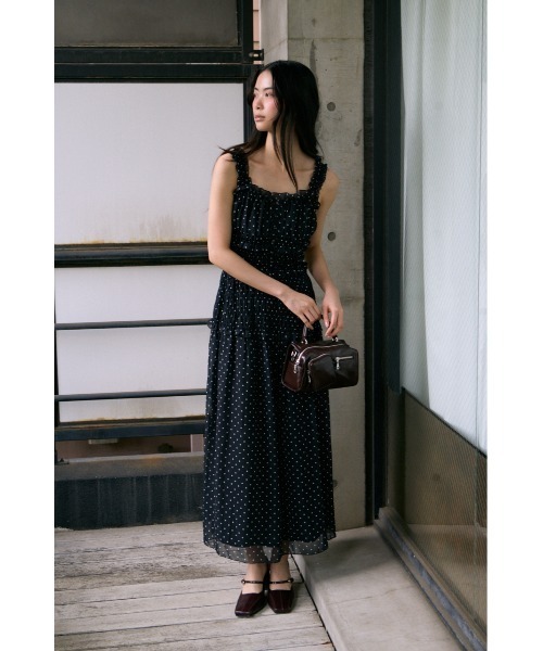 SLY(スライ)の「SHIRRING FRILL DRESS シャーリングフリルドレス 夏服 秋服(ワンピース・レディース・レッド/ブラック系その他2/ブラック・FREE)」の9枚目の写真