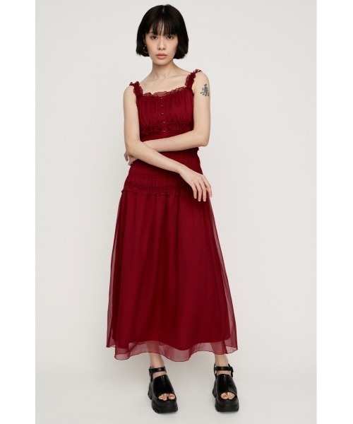 SLY(スライ)の「SHIRRING FRILL DRESS シャーリングフリルドレス 夏服 秋服(ワンピース・レディース・レッド/ブラック系その他2/ブラック・FREE)」の4枚目の写真