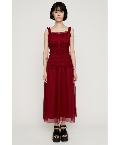 SLY(スライ)の「SHIRRING FRILL DRESS シャーリングフリルドレス 夏服 秋服(ワンピース・レディース・レッド/ブラック系その他2/ブラック・FREE)」の5枚目の写真