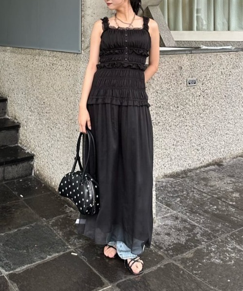 SLY(スライ)の「SHIRRING FRILL DRESS シャーリングフリルドレス 夏服 秋服(ワンピース・レディース・レッド/ブラック系その他2/ブラック・FREE)」の16枚目の写真