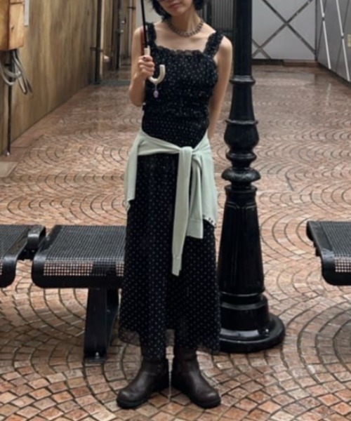 SLY(スライ)の「SHIRRING FRILL DRESS シャーリングフリルドレス 夏服 秋服(ワンピース・レディース・レッド/ブラック系その他2/ブラック・FREE)」の17枚目の写真