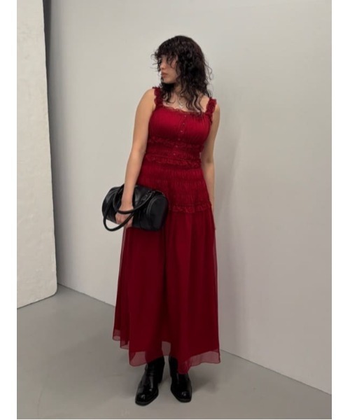 SLY(スライ)の「SHIRRING FRILL DRESS シャーリングフリルドレス 夏服 秋服(ワンピース・レディース・レッド/ブラック系その他2/ブラック・FREE)」の20枚目の写真