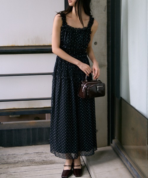 SLY(スライ)の「SHIRRING FRILL DRESS シャーリングフリルドレス 夏服 秋服(ワンピース・レディース・レッド/ブラック系その他2/ブラック・FREE)」の22枚目の写真
