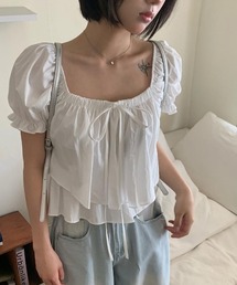 オフショルダー パフスリーブ ティアード トップス