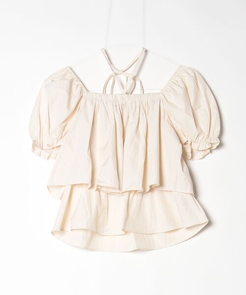 Dream garden(ドリームガーデン)の「オフショルダー パフスリーブ ティアード トップス(Tシャツ/カットソー・レディース・ホワイト/ピンク/ブルー/ベージュ・FREE)」の22枚目の写真