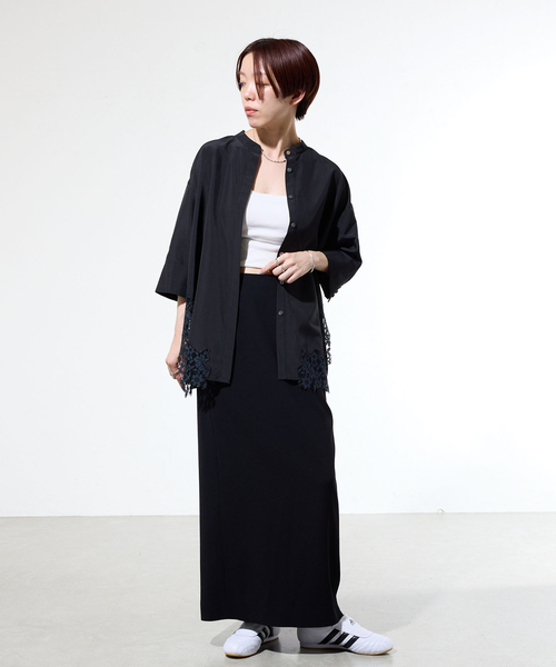IENA(イエナ)の「《追加/新色あり/接触冷感/防シワ》ストレッチジョーゼット Iラインスカート(スカート・レディース・ブラック/カーキ・36/34/38)」の20枚目の写真
