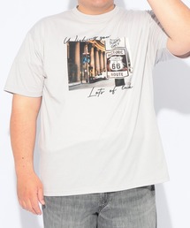 Tシャツ 半袖 メンズ 大きいサイズ ROUTE66フォトプリント クルーネック カットソー B&T CLUB (ビーアンドティークラブ)