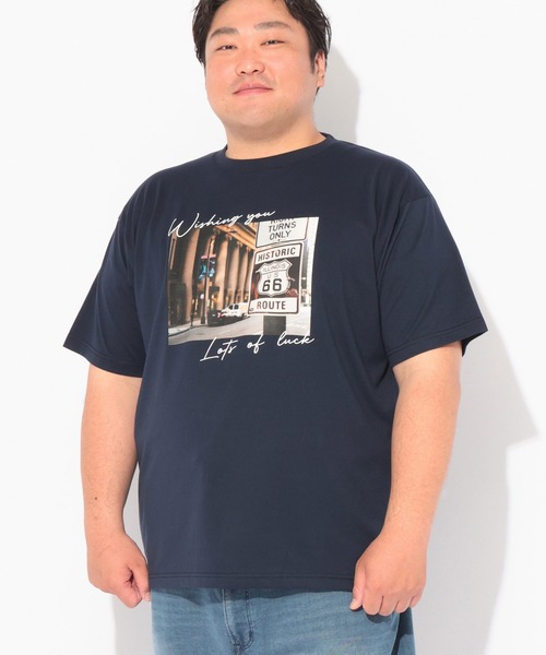 B&T CLUB(ビーティークラブ)の「Tシャツ 半袖 メンズ 大きいサイズ ROUTE66フォトプリント クルーネック カットソー B&T CLUB (ビーアンドティークラブ)(Tシャツ/カットソー・メンズ・ライトグレー/ネイビー・X2(4L~5L)/X3(6L~7L)/X1(3L~4L)/X4(8L~9L))」の7枚目の写真