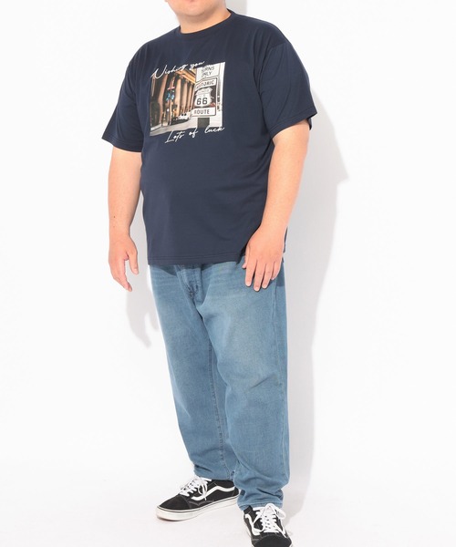 B&T CLUB(ビーティークラブ)の「Tシャツ 半袖 メンズ 大きいサイズ ROUTE66フォトプリント クルーネック カットソー B&T CLUB (ビーアンドティークラブ)(Tシャツ/カットソー・メンズ・ライトグレー/ネイビー・X2(4L~5L)/X3(6L~7L)/X1(3L~4L)/X4(8L~9L))」の8枚目の写真