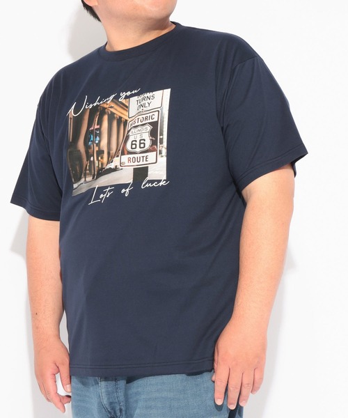 B&T CLUB(ビーティークラブ)の「Tシャツ 半袖 メンズ 大きいサイズ ROUTE66フォトプリント クルーネック カットソー B&T CLUB (ビーアンドティークラブ)(Tシャツ/カットソー・メンズ・ライトグレー/ネイビー・X2(4L~5L)/X3(6L~7L)/X1(3L~4L)/X4(8L~9L))」の9枚目の写真