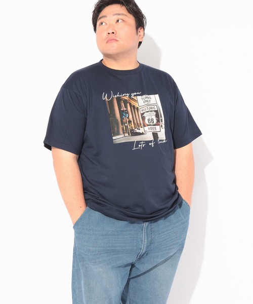 B&T CLUB(ビーティークラブ)の「Tシャツ 半袖 メンズ 大きいサイズ ROUTE66フォトプリント クルーネック カットソー B&T CLUB (ビーアンドティークラブ)(Tシャツ/カットソー・メンズ・ライトグレー/ネイビー・X2(4L~5L)/X3(6L~7L)/X1(3L~4L)/X4(8L~9L))」の10枚目の写真