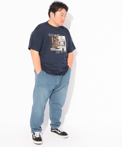 B&T CLUB(ビーティークラブ)の「Tシャツ 半袖 メンズ 大きいサイズ ROUTE66フォトプリント クルーネック カットソー B&T CLUB (ビーアンドティークラブ)(Tシャツ/カットソー・メンズ・ライトグレー/ネイビー・X2(4L~5L)/X3(6L~7L)/X1(3L~4L)/X4(8L~9L))」の11枚目の写真
