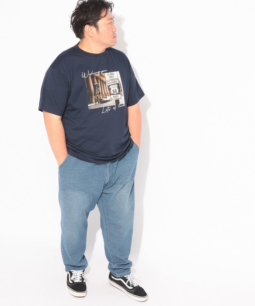 B&T CLUB(ビーティークラブ)の「Tシャツ 半袖 メンズ 大きいサイズ ROUTE66フォトプリント クルーネック カットソー B&T CLUB (ビーアンドティークラブ)(Tシャツ/カットソー・メンズ・ライトグレー/ネイビー・X2(4L~5L)/X3(6L~7L)/X1(3L~4L)/X4(8L~9L))」の12枚目の写真