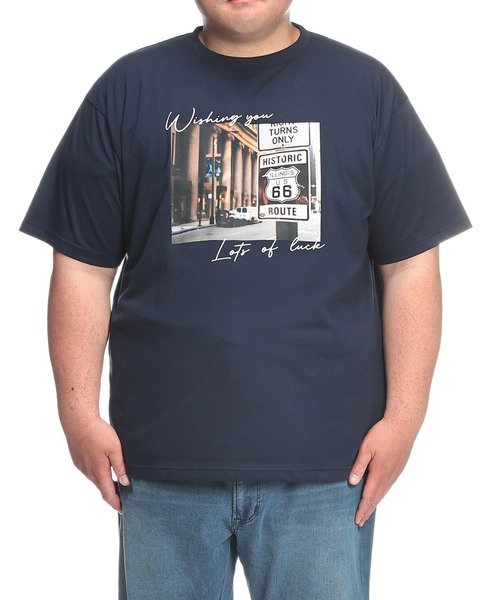 B&T CLUB(ビーティークラブ)の「Tシャツ 半袖 メンズ 大きいサイズ ROUTE66フォトプリント クルーネック カットソー B&T CLUB (ビーアンドティークラブ)(Tシャツ/カットソー・メンズ・ライトグレー/ネイビー・X2(4L~5L)/X3(6L~7L)/X1(3L~4L)/X4(8L~9L))」の13枚目の写真
