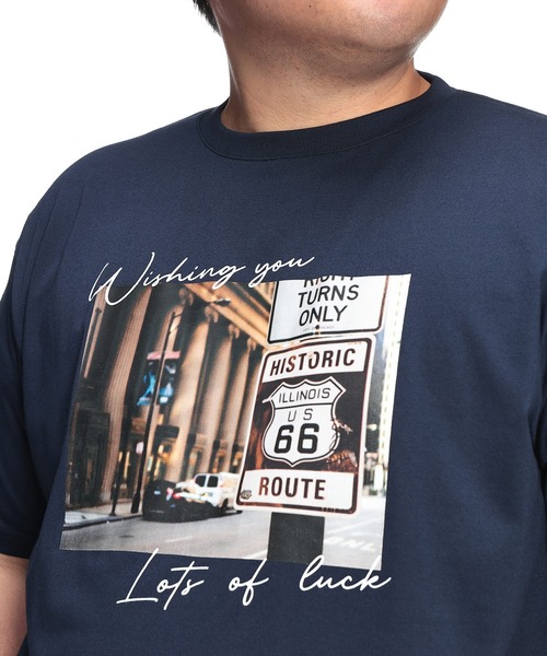 B&T CLUB(ビーティークラブ)の「Tシャツ 半袖 メンズ 大きいサイズ ROUTE66フォトプリント クルーネック カットソー B&T CLUB (ビーアンドティークラブ)(Tシャツ/カットソー・メンズ・ライトグレー/ネイビー・X2(4L~5L)/X3(6L~7L)/X1(3L~4L)/X4(8L~9L))」の16枚目の写真