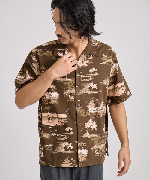 Saturdays NYC(サタデーズ ニューヨークシティ )の「Canty Aloha SS Shirt(シャツ/ブラウス・メンズ・ダークブラウン/キナリ・M/L/S)」の6枚目の写真