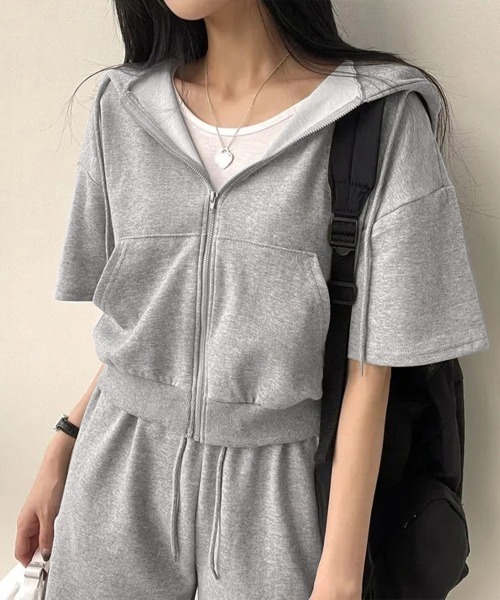 Miniministore(ミニミニストア)の「スウェットセットアップレディース半袖夏服(セットアップ・レディース・ブラック/グレー/ライトグレー・L/M)」の16枚目の写真
