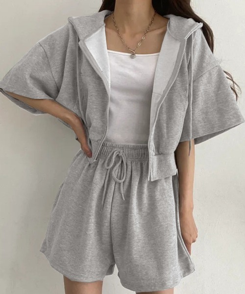 Miniministore(ミニミニストア)の「スウェットセットアップレディース半袖夏服(セットアップ・レディース・ブラック/グレー/ライトグレー・L/M)」の15枚目の写真