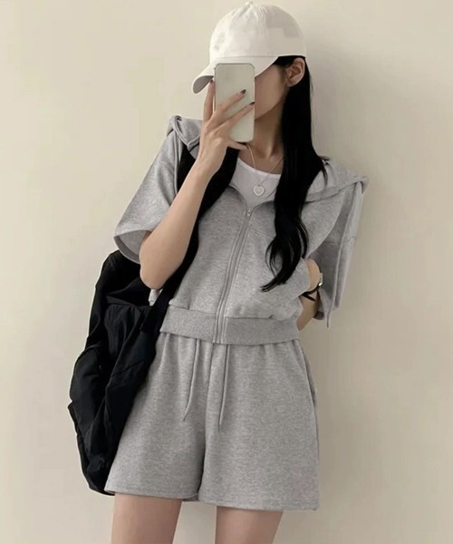 Miniministore(ミニミニストア)の「スウェットセットアップレディース半袖夏服(セットアップ・レディース・ブラック/グレー/ライトグレー・L/M)」の13枚目の写真