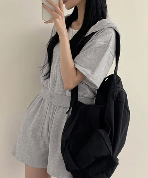 Miniministore(ミニミニストア)の「スウェットセットアップレディース半袖夏服(セットアップ・レディース・ブラック/グレー/ライトグレー・L/M)」の12枚目の写真
