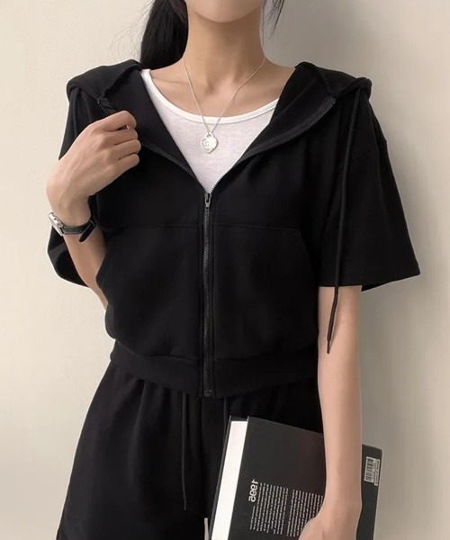 Miniministore(ミニミニストア)の「スウェットセットアップレディース半袖夏服(セットアップ・レディース・ブラック/グレー/ライトグレー・L/M)」の9枚目の写真