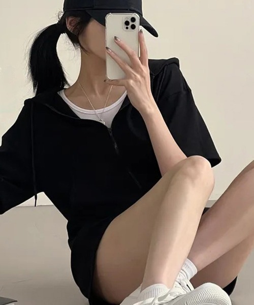 Miniministore(ミニミニストア)の「スウェットセットアップレディース半袖夏服(セットアップ・レディース・ブラック/グレー/ライトグレー・L/M)」の8枚目の写真