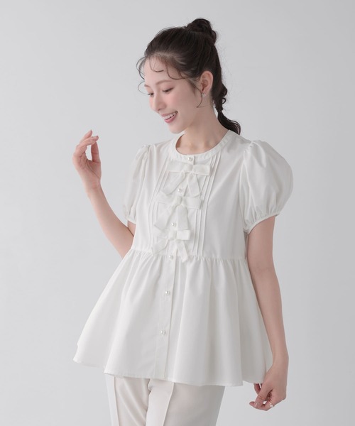 Fit more(フィットモア)の「ベロアリボンパールボタントップス(その他トップス・レディース・クリーム/ベビーピンク/ホワイト・FREE)」の12枚目の写真