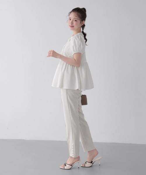 Fit more(フィットモア)の「ベロアリボンパールボタントップス(その他トップス・レディース・クリーム/ベビーピンク/ホワイト・FREE)」の13枚目の写真