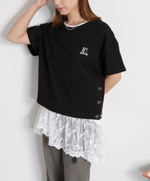 cepo(セポ)の「〈BLUEDY〉クマ刺繍ショートスリーブスリットTee(Tシャツ/カットソー・レディース・グレー/ホワイト系その他/ホワイト/ブラック・M)」の3枚目の写真