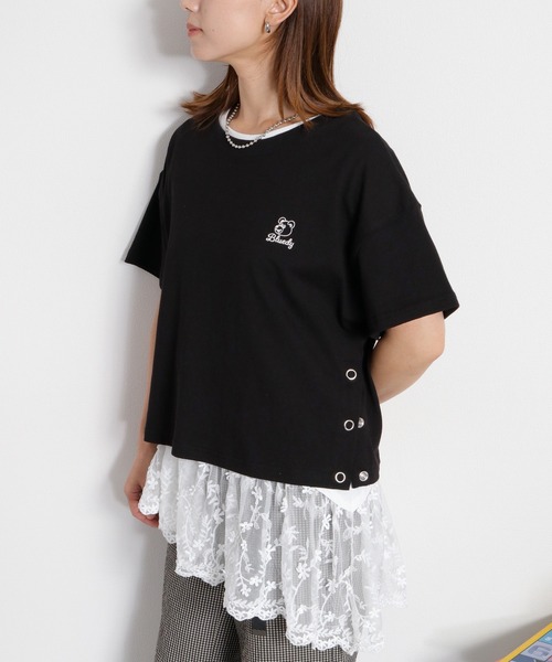 cepo(セポ)の「〈BLUEDY〉クマ刺繍ショートスリーブスリットTee(Tシャツ/カットソー・レディース・グレー/ホワイト系その他/ホワイト/ブラック・M)」の6枚目の写真