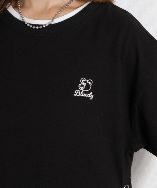 cepo(セポ)の「〈BLUEDY〉クマ刺繍ショートスリーブスリットTee(Tシャツ/カットソー・レディース・グレー/ホワイト系その他/ホワイト/ブラック・M)」の7枚目の写真