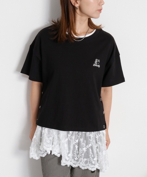 cepo(セポ)の「〈BLUEDY〉クマ刺繍ショートスリーブスリットTee(Tシャツ/カットソー・レディース・グレー/ホワイト系その他/ホワイト/ブラック・M)」の11枚目の写真