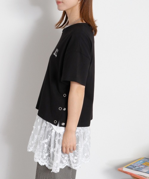 cepo(セポ)の「〈BLUEDY〉クマ刺繍ショートスリーブスリットTee(Tシャツ/カットソー・レディース・グレー/ホワイト系その他/ホワイト/ブラック・M)」の12枚目の写真