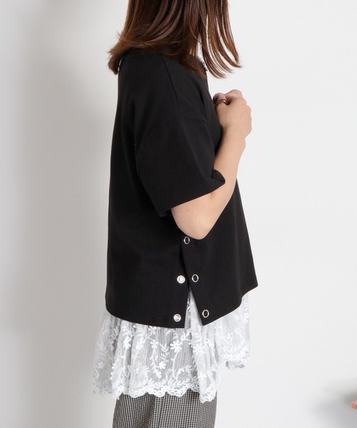 cepo(セポ)の「〈BLUEDY〉クマ刺繍ショートスリーブスリットTee(Tシャツ/カットソー・レディース・グレー/ホワイト系その他/ホワイト/ブラック・M)」の5枚目の写真