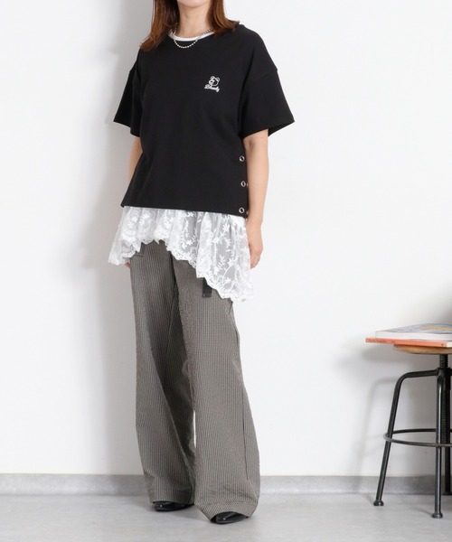 cepo(セポ)の「〈BLUEDY〉クマ刺繍ショートスリーブスリットTee(Tシャツ/カットソー・レディース・グレー/ホワイト系その他/ホワイト/ブラック・M)」の19枚目の写真