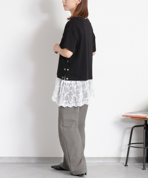 cepo(セポ)の「〈BLUEDY〉クマ刺繍ショートスリーブスリットTee(Tシャツ/カットソー・レディース・グレー/ホワイト系その他/ホワイト/ブラック・M)」の16枚目の写真