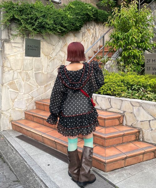 HELLO.SANFRANCISCO(ハローサンフランシスコ)の「【HELLO.SANFRANCISCO/ハローサンフランシスコ】アソート柄フリルシアーパーカー(パーカー・レディース・ホワイト/ブラック/オレンジ・ONE SIZE)」の21枚目の写真