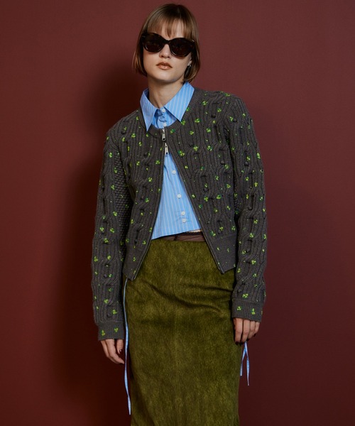 MAISON SPECIAL（メゾンスペシャル）の「【2026Autumn PRE-ORDER】Cable Flower Knit Cardigan/ケーブルフラワーニットカーデ（カーディガン/ボレロ・レディース・ブラック/グレー/ホワイト・FREE）」の13枚目の写真