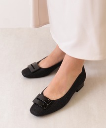 スクエアオーナメント ローヒールパンプス
