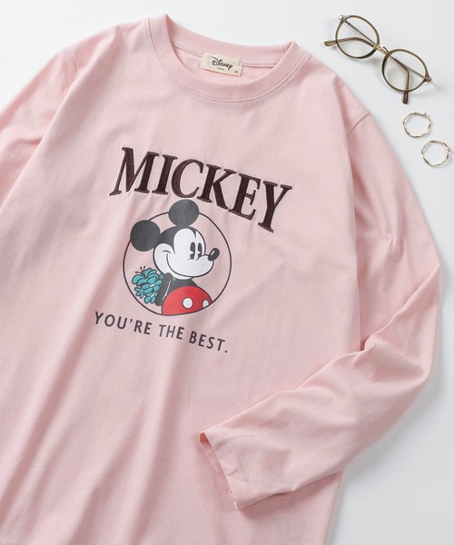 Disney(ディズニー)の「【71】【Disney/ディズニー】ミッキーマウス/ミニーマウス/チップ&デール/スティッチ/プリントロンスリーブTシャツ/レディース(S)(Tシャツ/カットソー・レディース・グレー/ブラック/ライトグレー/マスタード/レンガ/グリーン/ライム/ピンク・M/L)」の7枚目の写真