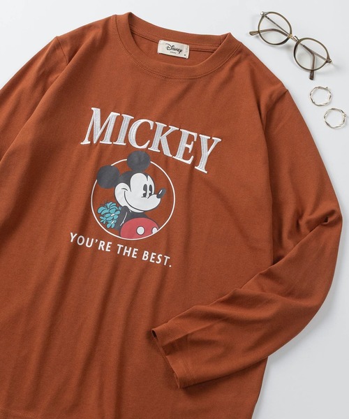 Disney(ディズニー)の「【71】【Disney/ディズニー】ミッキーマウス/ミニーマウス/チップ&デール/スティッチ/プリントロンスリーブTシャツ/レディース(S)(Tシャツ/カットソー・レディース・グレー/ブラック/ライトグレー/マスタード/レンガ/グリーン/ライム/ピンク・M/L)」の8枚目の写真