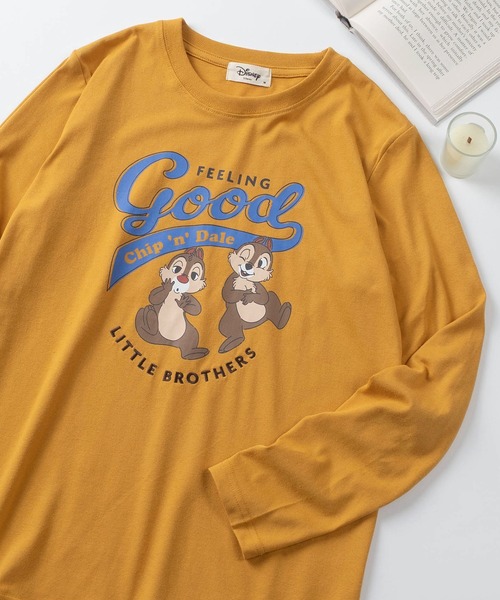 Disney(ディズニー)の「【71】【Disney/ディズニー】ミッキーマウス/ミニーマウス/チップ&デール/スティッチ/プリントロンスリーブTシャツ/レディース(S)(Tシャツ/カットソー・レディース・グレー/ブラック/ライトグレー/マスタード/レンガ/グリーン/ライム/ピンク・M/L)」の6枚目の写真