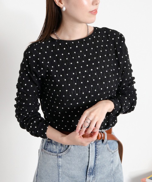 cepo(セポ)の「ドット配色クルーネックロングスリーブTee(Tシャツ/カットソー・レディース・ブラック/アイボリー・FREE)」の11枚目の写真