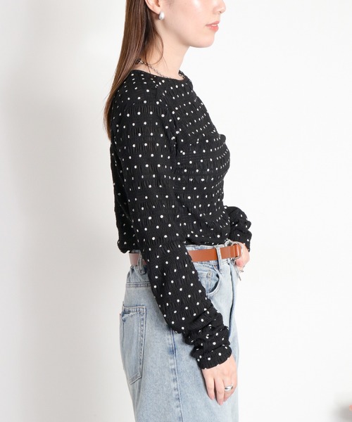 cepo(セポ)の「ドット配色クルーネックロングスリーブTee(Tシャツ/カットソー・レディース・ブラック/アイボリー・FREE)」の15枚目の写真