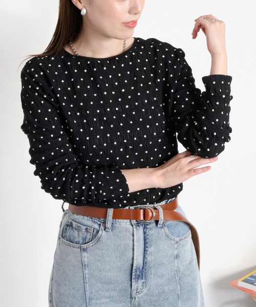 cepo(セポ)の「ドット配色クルーネックロングスリーブTee(Tシャツ/カットソー・レディース・ブラック/アイボリー・FREE)」の12枚目の写真