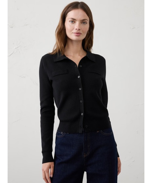 BANANA REPUBLIC FACTORY STORE(バナナリパブリック ファクトリーストア)の「BANANA REPUBLIC FACTORY STORE 襟付きカーディガンセーター(ニット/セーター・レディース・ブラック/オレンジ系その他・XS/S/L/M)」の2枚目の写真