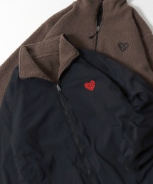SITRY（シトリー）の「SITRY Heart Embroidery Reversible Blouson 別注 2WAY リバーシブル ナイロン×ボアフリース オーバーサイズ ハートロゴ ワンポイントラメ刺繍 ナイロンジャケット ボアフリースジャケット ブルゾン（ブルゾン）」
