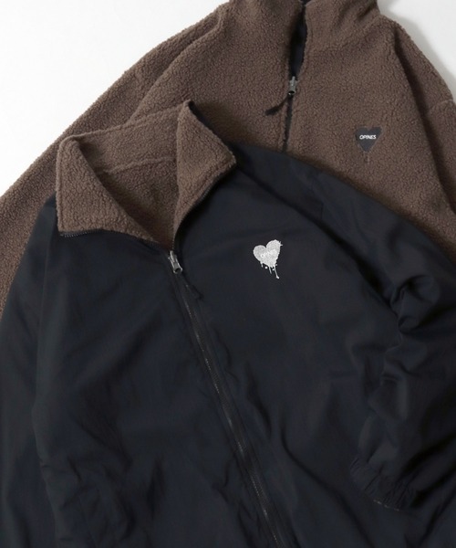 SITRY(シトリー)の「SITRY Heart Embroidery Reversible Blouson/別注 2WAY リバーシブル ナイロン×ボアフリース オーバーサイズ ハートロゴ ワンポイントラメ刺繍 ナイロンジャケット ボアフリースジャケット ブルゾン(ブルゾン・レディース・グレイッシュベージュ/ネイビー/ブラック/ベージュ系その他/ブラック系その他/ブルー系その他・XL/L/M)」の1枚目の写真