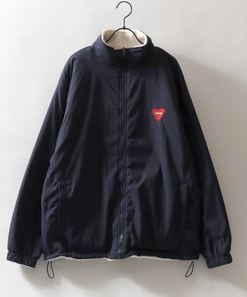 SITRY(シトリー)の「SITRY Heart Embroidery Reversible Blouson/別注 2WAY リバーシブル ナイロン×ボアフリース オーバーサイズ ハートロゴ ワンポイントラメ刺繍 ナイロンジャケット ボアフリースジャケット ブルゾン(ブルゾン・レディース・グレイッシュベージュ/ネイビー/ブラック/ベージュ系その他/ブラック系その他/ブルー系その他・XL/L/M)」の11枚目の写真