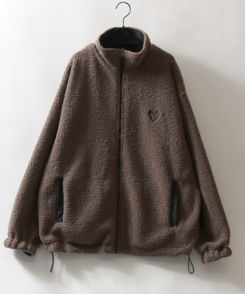 SITRY(シトリー)の「SITRY Heart Embroidery Reversible Blouson/別注 2WAY リバーシブル ナイロン×ボアフリース オーバーサイズ ハートロゴ ワンポイントラメ刺繍 ナイロンジャケット ボアフリースジャケット ブルゾン(ブルゾン・レディース・グレイッシュベージュ/ネイビー/ブラック/ベージュ系その他/ブラック系その他/ブルー系その他・XL/L/M)」の14枚目の写真